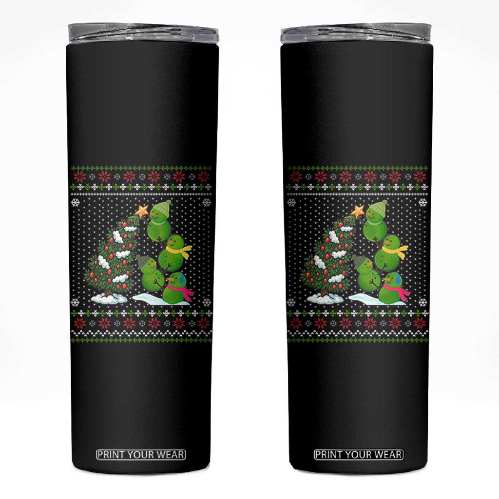 Christmas Snowman Squad Skinny Tumbler Funny Holiday Snowmen With Xmas Tree TS12 Black Print Your Wear