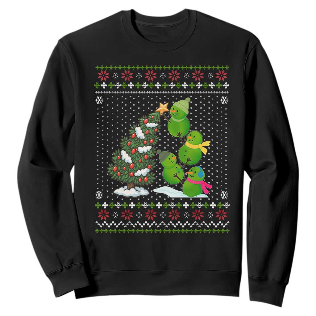Christmas Snowman Squad Sweatshirt Funny Holiday Snowmen With Xmas Tree TS12 Black Print Your Wear