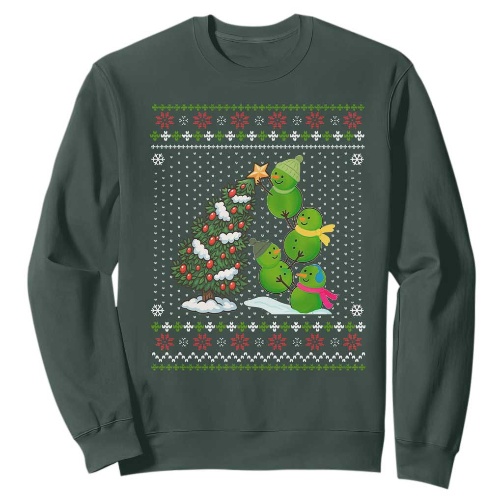 Christmas Snowman Squad Sweatshirt Funny Holiday Snowmen With Xmas Tree TS12 Dark Forest Green Print Your Wear