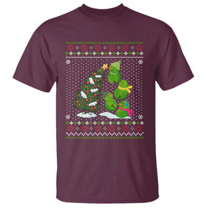 Christmas Snowman Squad T Shirt Funny Holiday Snowmen With Xmas Tree TS12 Maroon Print Your Wear