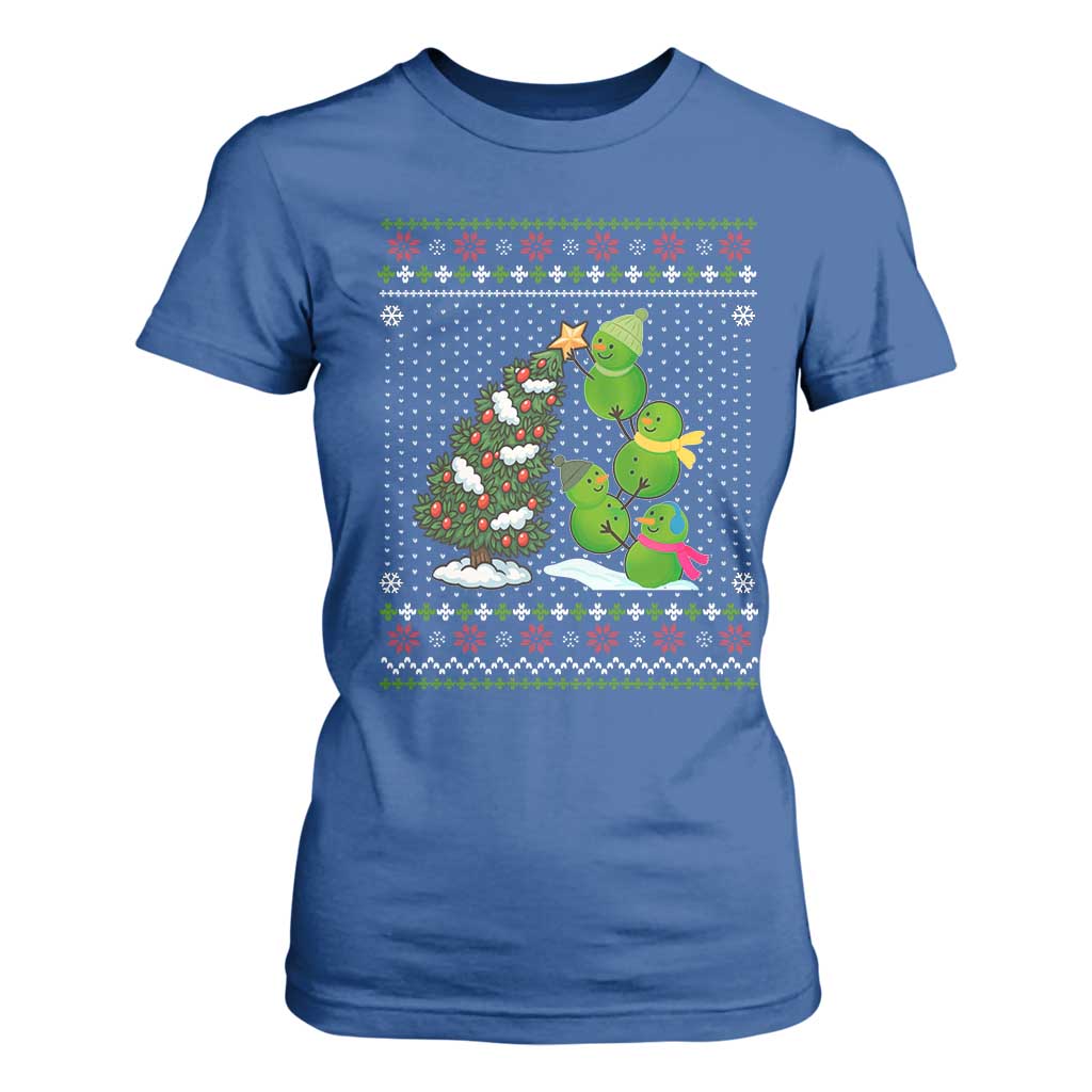Christmas Snowman Squad T Shirt For Women Funny Holiday Snowmen With Xmas Tree TS12 Royal Blue Print Your Wear