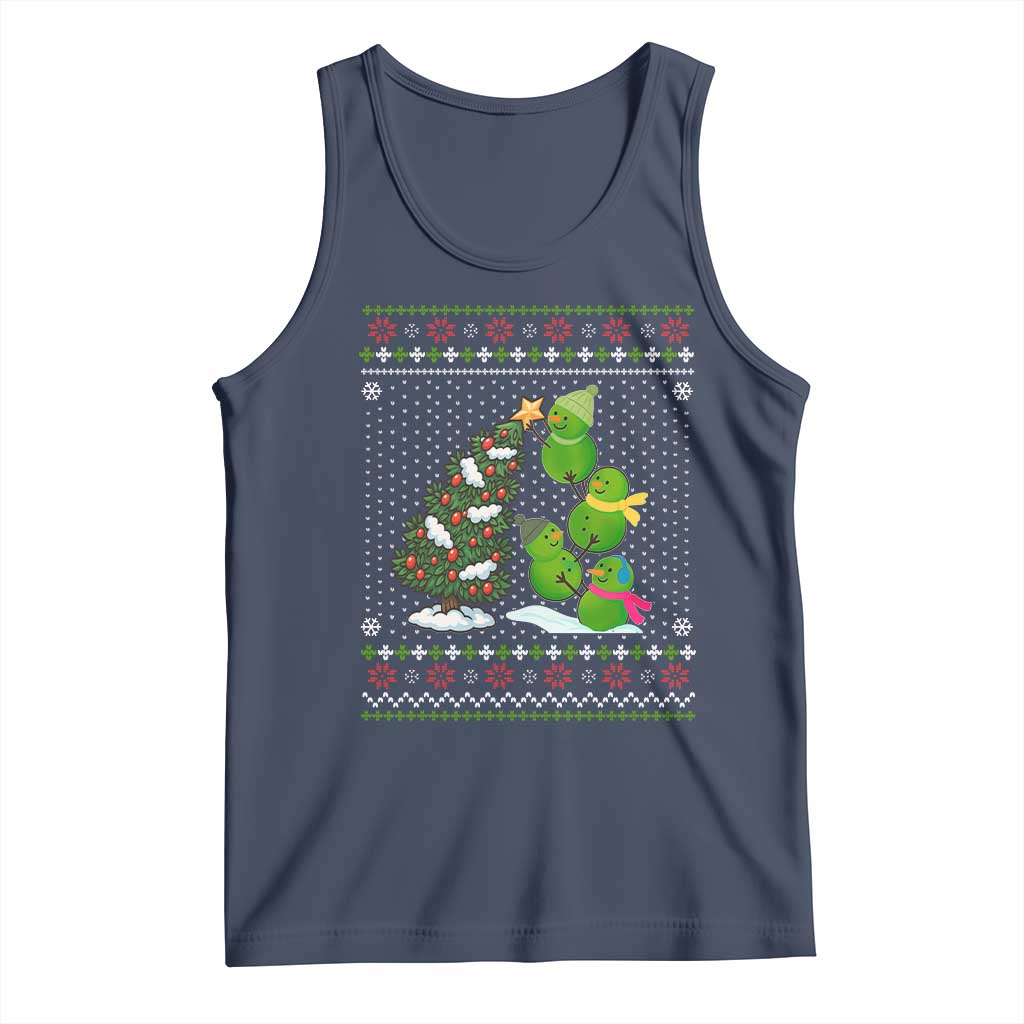 Christmas Snowman Squad Tank Top Funny Holiday Snowmen With Xmas Tree TS12 Navy Print Your Wear