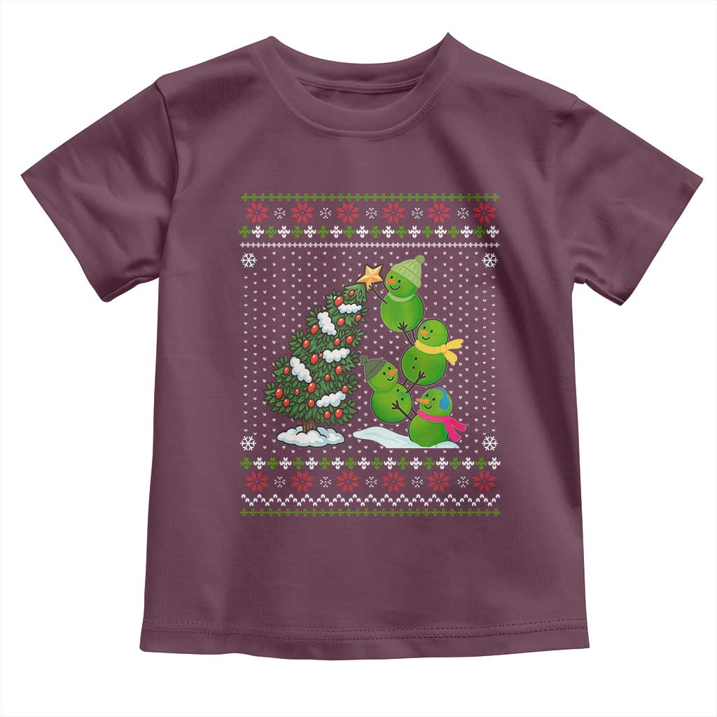 Christmas Snowman Squad Toddler T Shirt Funny Holiday Snowmen With Xmas Tree TS12 Maroon Print Your Wear