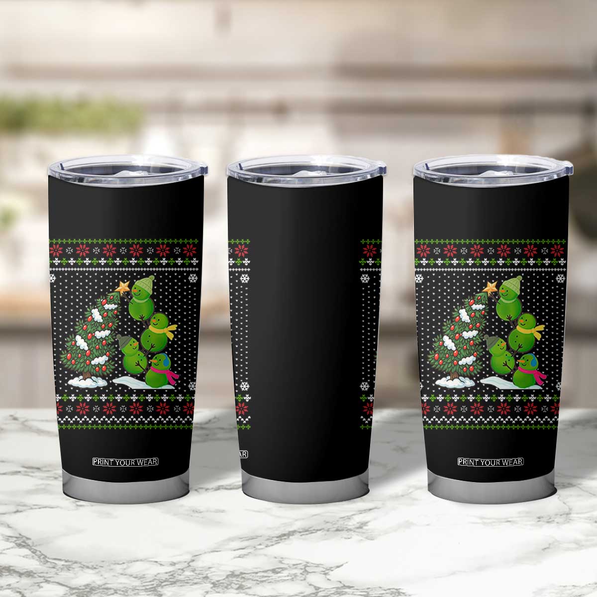 Christmas Snowman Squad Tumbler Cup Funny Holiday Snowmen With Xmas Tree TS12 Print Your Wear