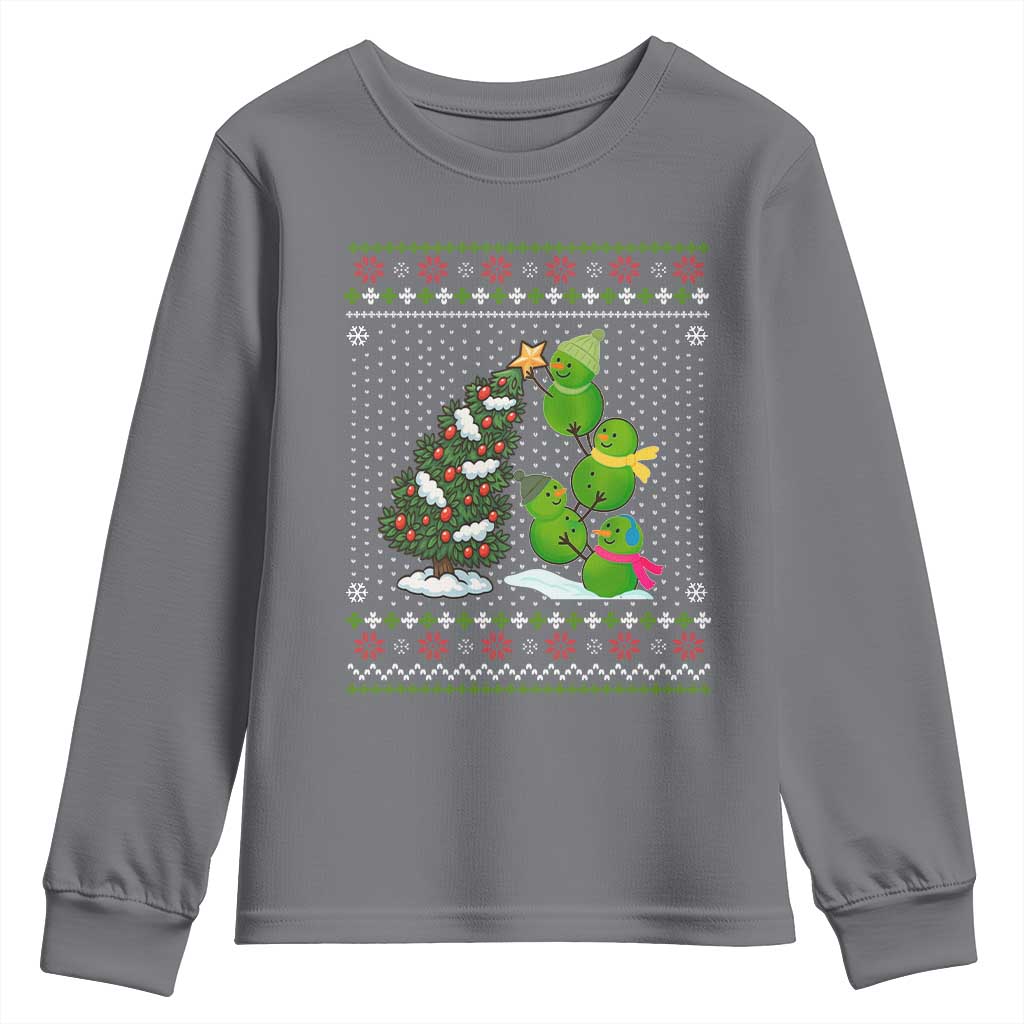 Christmas Snowman Squad Youth Sweatshirt Funny Holiday Snowmen With Xmas Tree TS12 Charcoal Print Your Wear