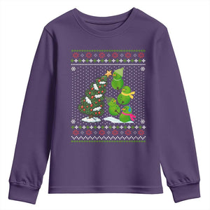 Christmas Snowman Squad Youth Sweatshirt Funny Holiday Snowmen With Xmas Tree TS12 Purple Print Your Wear