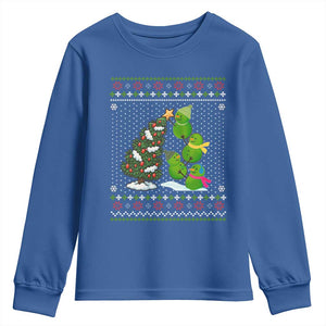 Christmas Snowman Squad Youth Sweatshirt Funny Holiday Snowmen With Xmas Tree TS12 Royal Blue Print Your Wear