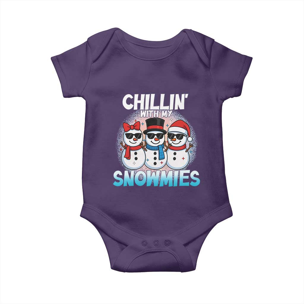 Christmas Snowman Baby Onesie Chillin With My Snowmies Christmas Snowman TS12 Purple Print Your Wear