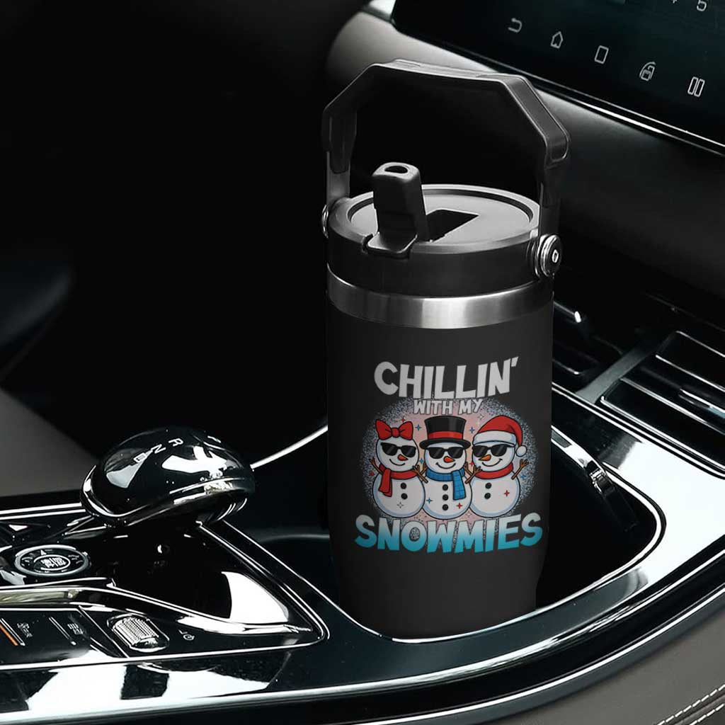 Christmas Snowman Flip Straw Tumbler Chillin With My Snowmies Christmas Snowman TS12 Print Your Wear