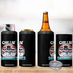 Christmas Snowman 4 in 1 Can Cooler Tumbler Chillin With My Snowmies Christmas Snowman TS12 Print Your Wear
