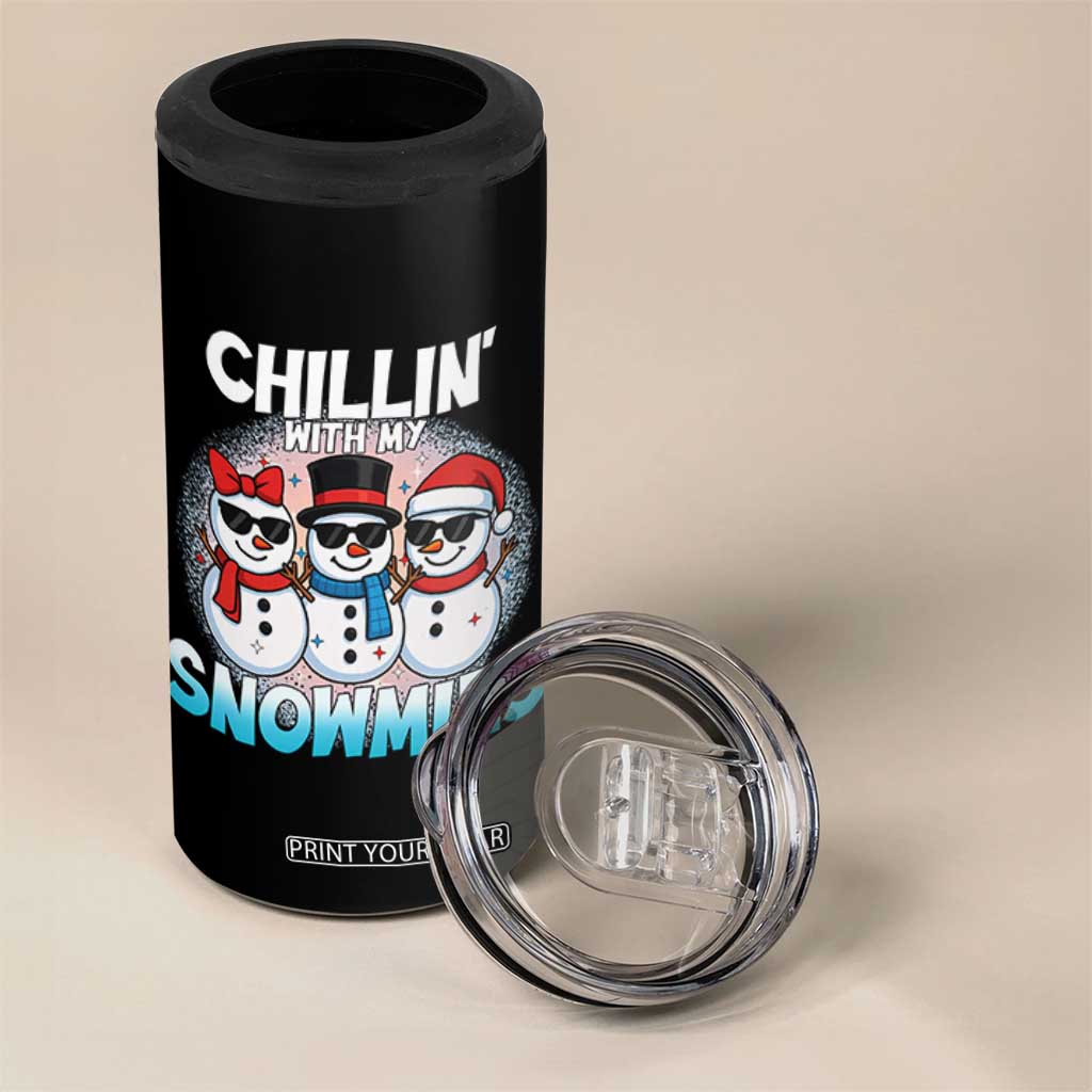 Christmas Snowman 4 in 1 Can Cooler Tumbler Chillin With My Snowmies Christmas Snowman TS12 Print Your Wear