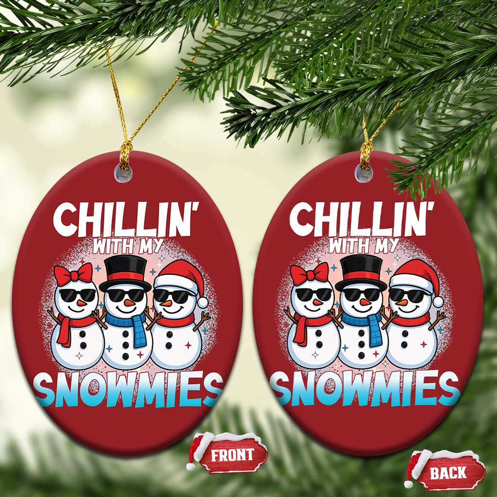 Xmas Snowman Christmas Ornament Chillin With My Snowmies Christmas Snowman TS12 Oval Red Print Your Wear