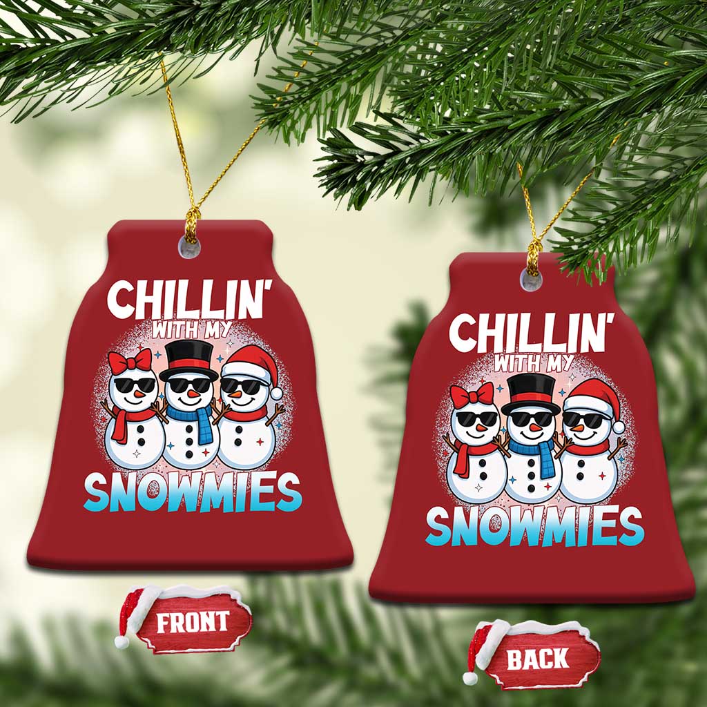Xmas Snowman Christmas Ornament Chillin With My Snowmies Christmas Snowman TS12 Bell Flake Red Print Your Wear