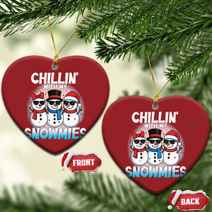 Xmas Snowman Christmas Ornament Chillin With My Snowmies Christmas Snowman TS12 Heart Red Print Your Wear