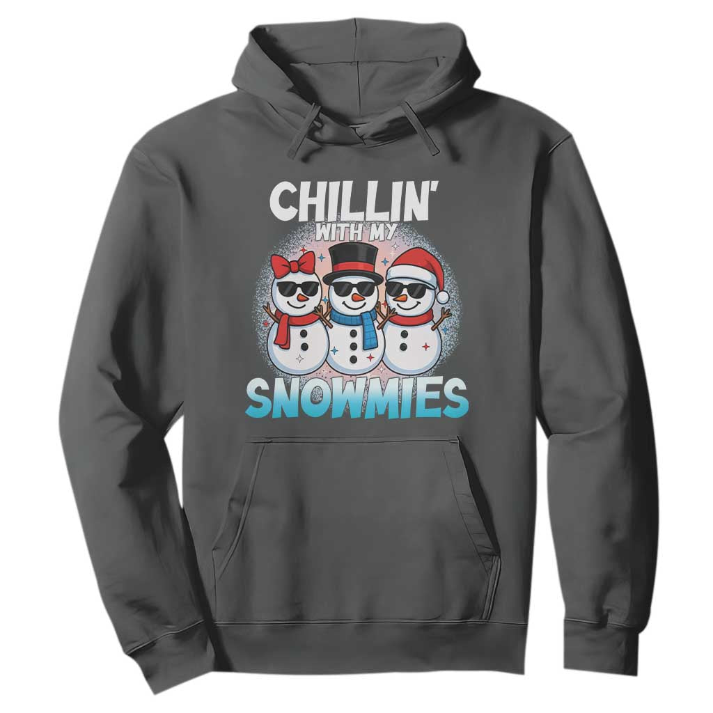 Christmas Snowman Hoodie Chillin With My Snowmies Christmas Snowman TS12 Dark Heather Print Your Wear