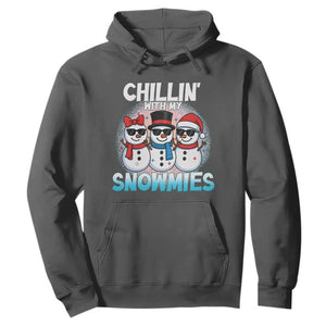 Christmas Snowman Hoodie Chillin With My Snowmies Christmas Snowman TS12 Dark Heather Print Your Wear