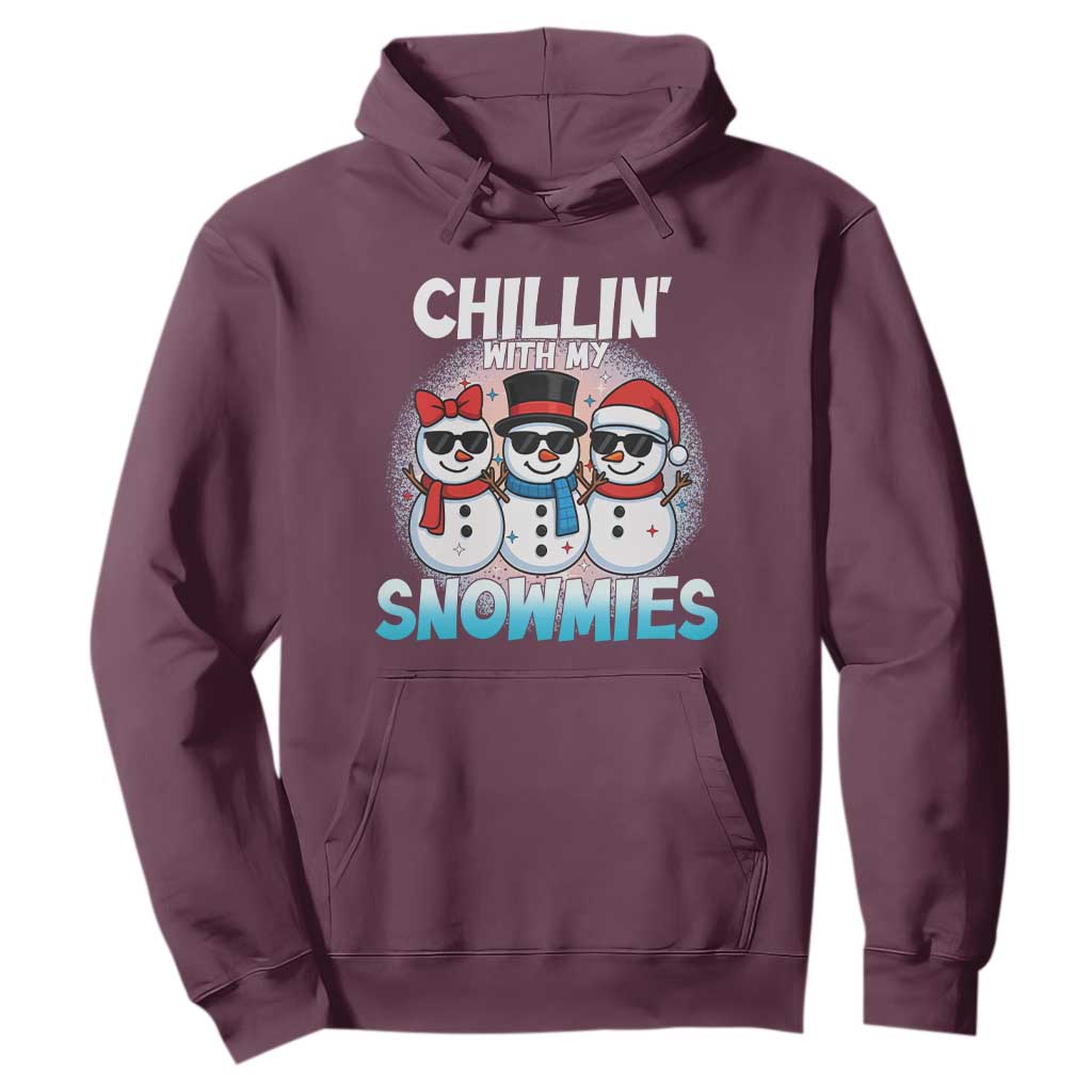 Christmas Snowman Hoodie Chillin With My Snowmies Christmas Snowman TS12 Maroon Print Your Wear