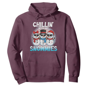 Christmas Snowman Hoodie Chillin With My Snowmies Christmas Snowman TS12 Maroon Print Your Wear