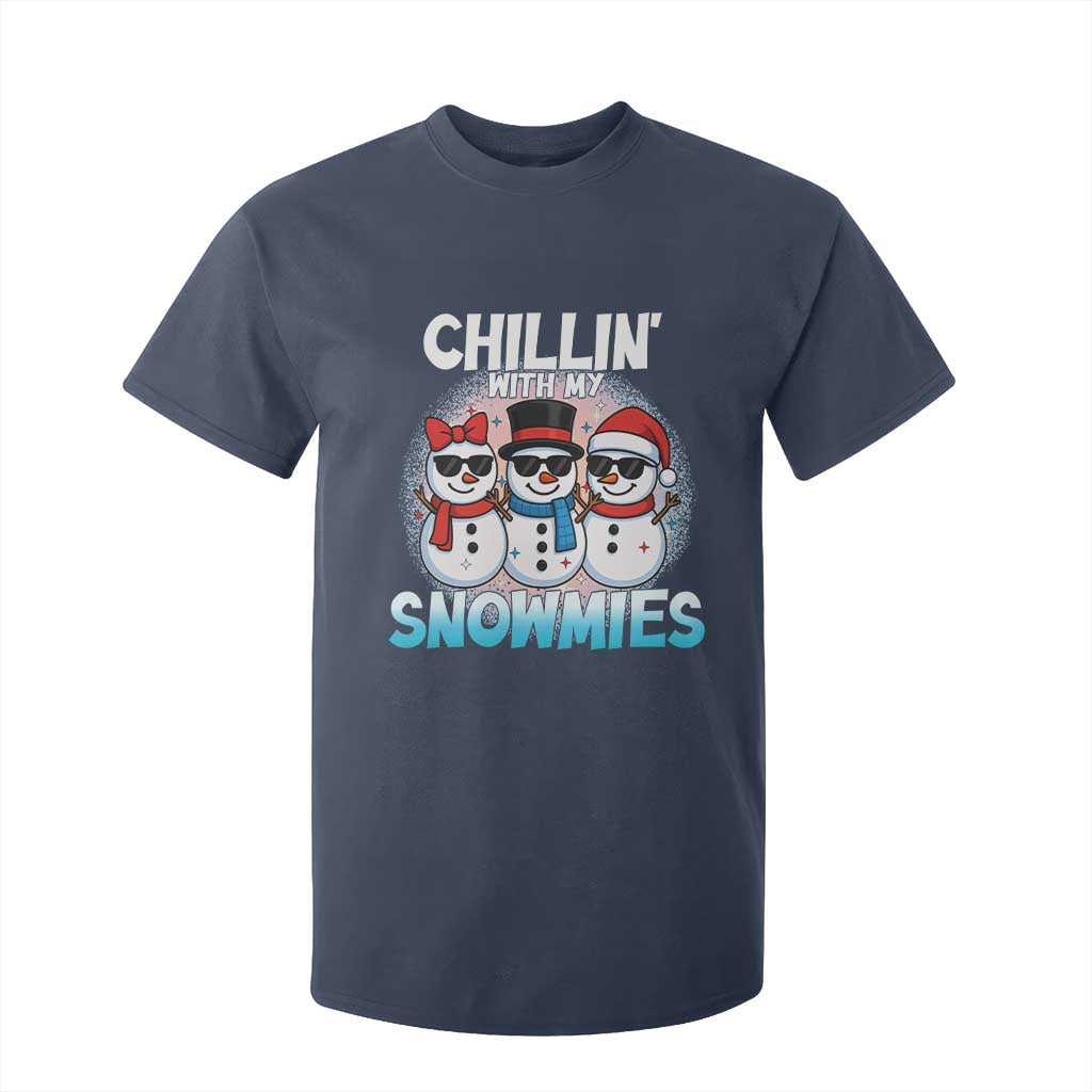 Christmas Snowman T Shirt For Kid Chillin With My Snowmies Christmas Snowman TS12 Navy Print Your Wear