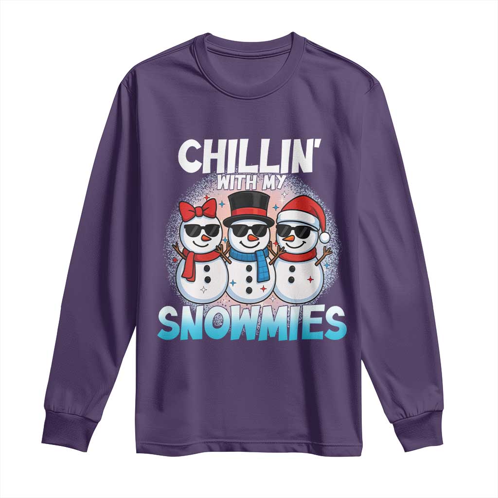 Christmas Snowman Long Sleeve Shirt Chillin With My Snowmies Christmas Snowman TS12 Purple Print Your Wear