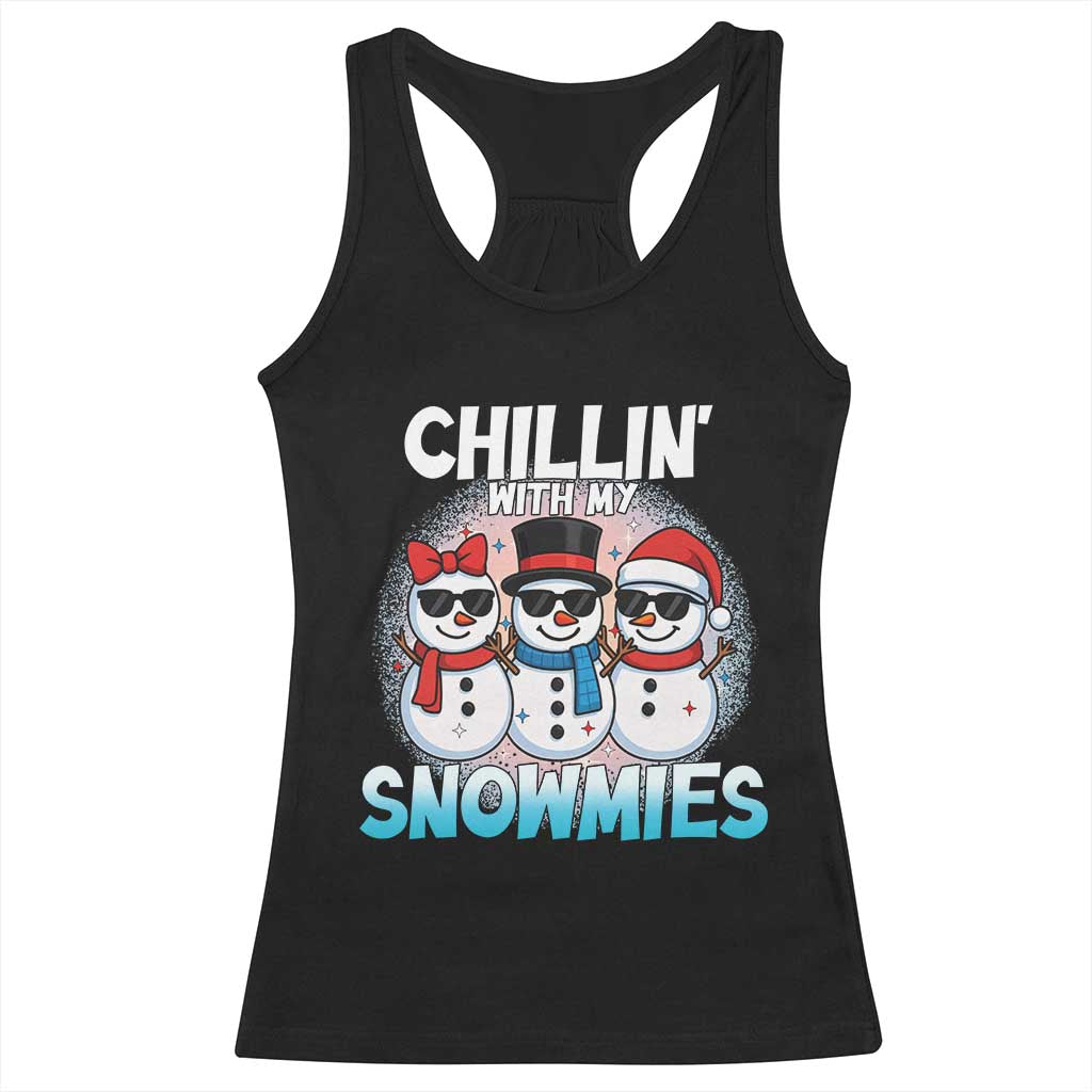 Christmas Snowman Racerback Tank Top Chillin With My Snowmies Christmas Snowman TS12 Black Print Your Wear