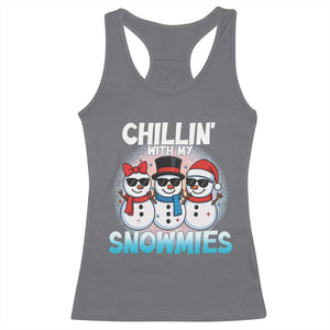 Christmas Snowman Racerback Tank Top Chillin With My Snowmies Christmas Snowman TS12 Charcoal Print Your Wear