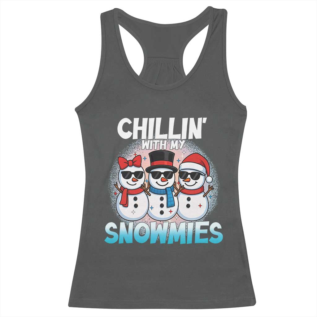 Christmas Snowman Racerback Tank Top Chillin With My Snowmies Christmas Snowman TS12 Dark Heather Print Your Wear
