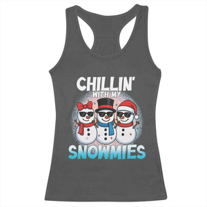 Christmas Snowman Racerback Tank Top Chillin With My Snowmies Christmas Snowman TS12 Dark Heather Print Your Wear