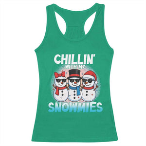 Christmas Snowman Racerback Tank Top Chillin With My Snowmies Christmas Snowman TS12 Irish Green Print Your Wear