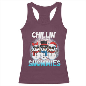 Christmas Snowman Racerback Tank Top Chillin With My Snowmies Christmas Snowman TS12 Maroon Print Your Wear