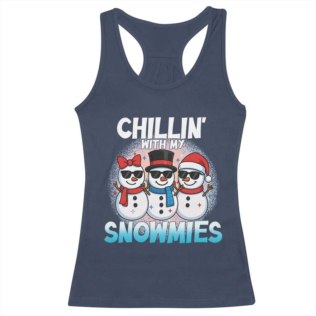 Christmas Snowman Racerback Tank Top Chillin With My Snowmies Christmas Snowman TS12 Navy Print Your Wear