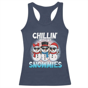 Christmas Snowman Racerback Tank Top Chillin With My Snowmies Christmas Snowman TS12 Navy Print Your Wear