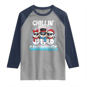 Christmas Snowman Raglan Shirt Chillin With My Snowmies Christmas Snowman TS12 Sport Gray Navy Print Your Wear