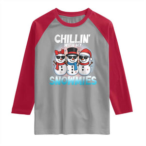 Christmas Snowman Raglan Shirt Chillin With My Snowmies Christmas Snowman TS12 Sport Gray Red Print Your Wear