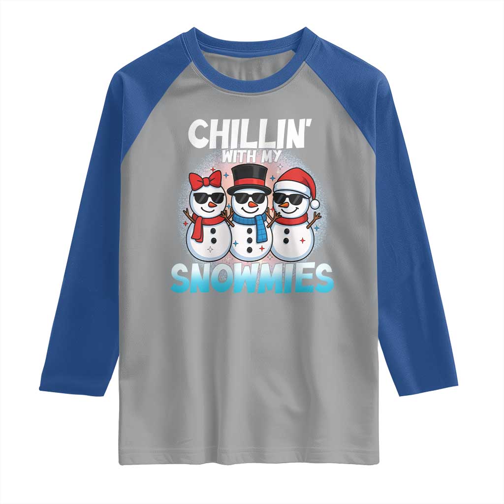 Christmas Snowman Raglan Shirt Chillin With My Snowmies Christmas Snowman TS12 Sport Gray Royal Print Your Wear