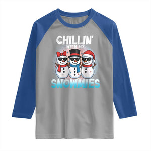 Christmas Snowman Raglan Shirt Chillin With My Snowmies Christmas Snowman TS12 Sport Gray Royal Print Your Wear