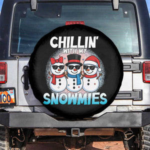 Christmas Snowman Spare Tire Cover Chillin With My Snowmies Christmas Snowman TS12 No hole Black Print Your Wear