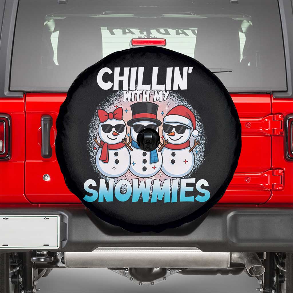 Christmas Snowman Spare Tire Cover Chillin With My Snowmies Christmas Snowman TS12 Black Print Your Wear