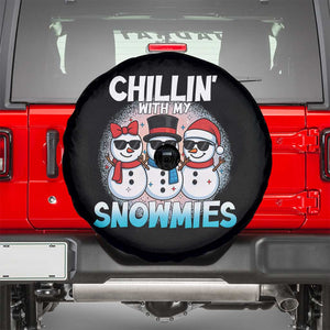 Christmas Snowman Spare Tire Cover Chillin With My Snowmies Christmas Snowman TS12 Black Print Your Wear