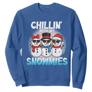 Christmas Snowman Sweatshirt Chillin With My Snowmies Christmas Snowman TS12 Royal Blue Print Your Wear