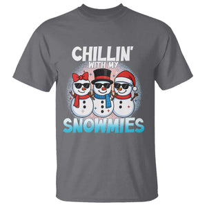 Christmas Snowman T Shirt Chillin With My Snowmies Christmas Snowman TS12 Charcoal Print Your Wear