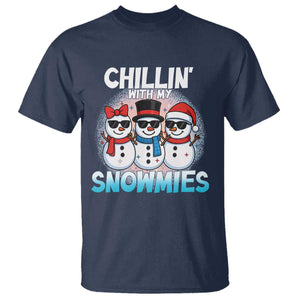 Christmas Snowman T Shirt Chillin With My Snowmies Christmas Snowman TS12 Navy Print Your Wear