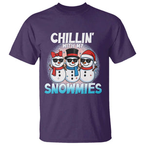Christmas Snowman T Shirt Chillin With My Snowmies Christmas Snowman TS12 Purple Print Your Wear