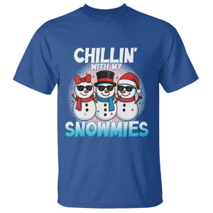 Christmas Snowman T Shirt Chillin With My Snowmies Christmas Snowman TS12 Royal Blue Print Your Wear