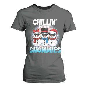Christmas Snowman T Shirt For Women Chillin With My Snowmies Christmas Snowman TS12 Dark Heather Print Your Wear