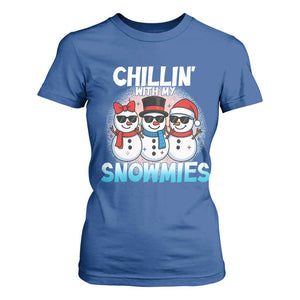 Christmas Snowman T Shirt For Women Chillin With My Snowmies Christmas Snowman TS12 Royal Blue Print Your Wear