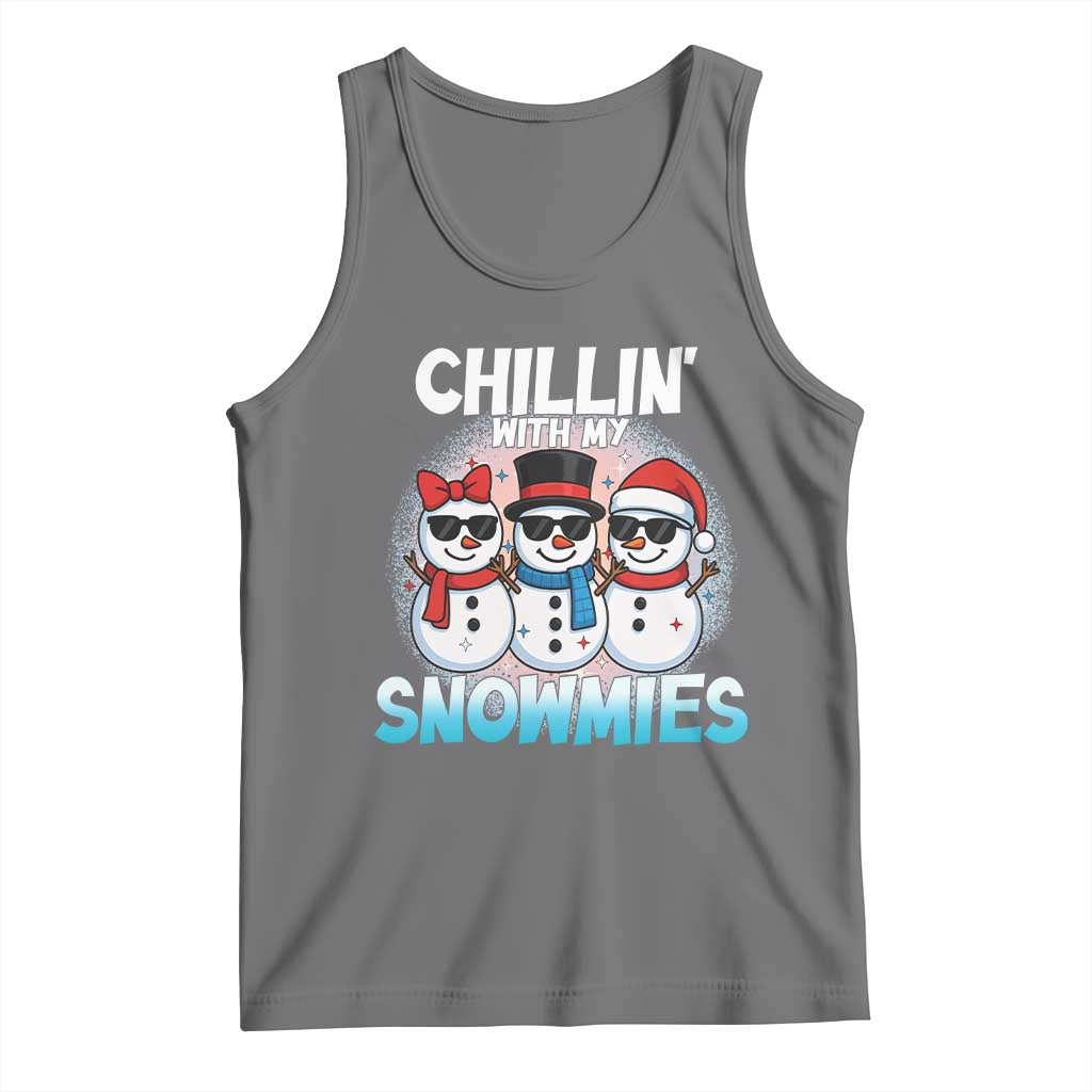 Christmas Snowman Tank Top Chillin With My Snowmies Christmas Snowman TS12 Black Heather Print Your Wear