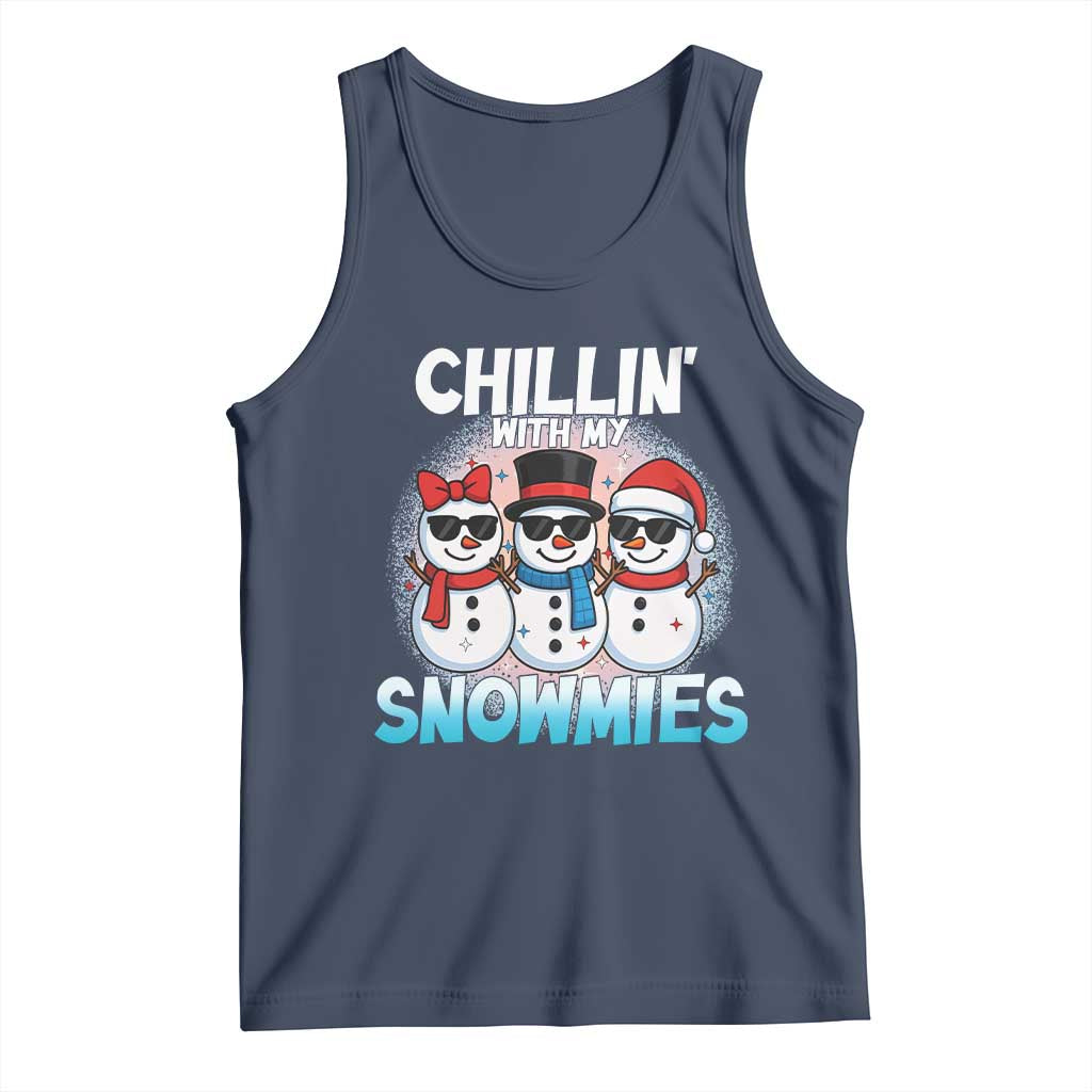 Christmas Snowman Tank Top Chillin With My Snowmies Christmas Snowman TS12 Navy Print Your Wear