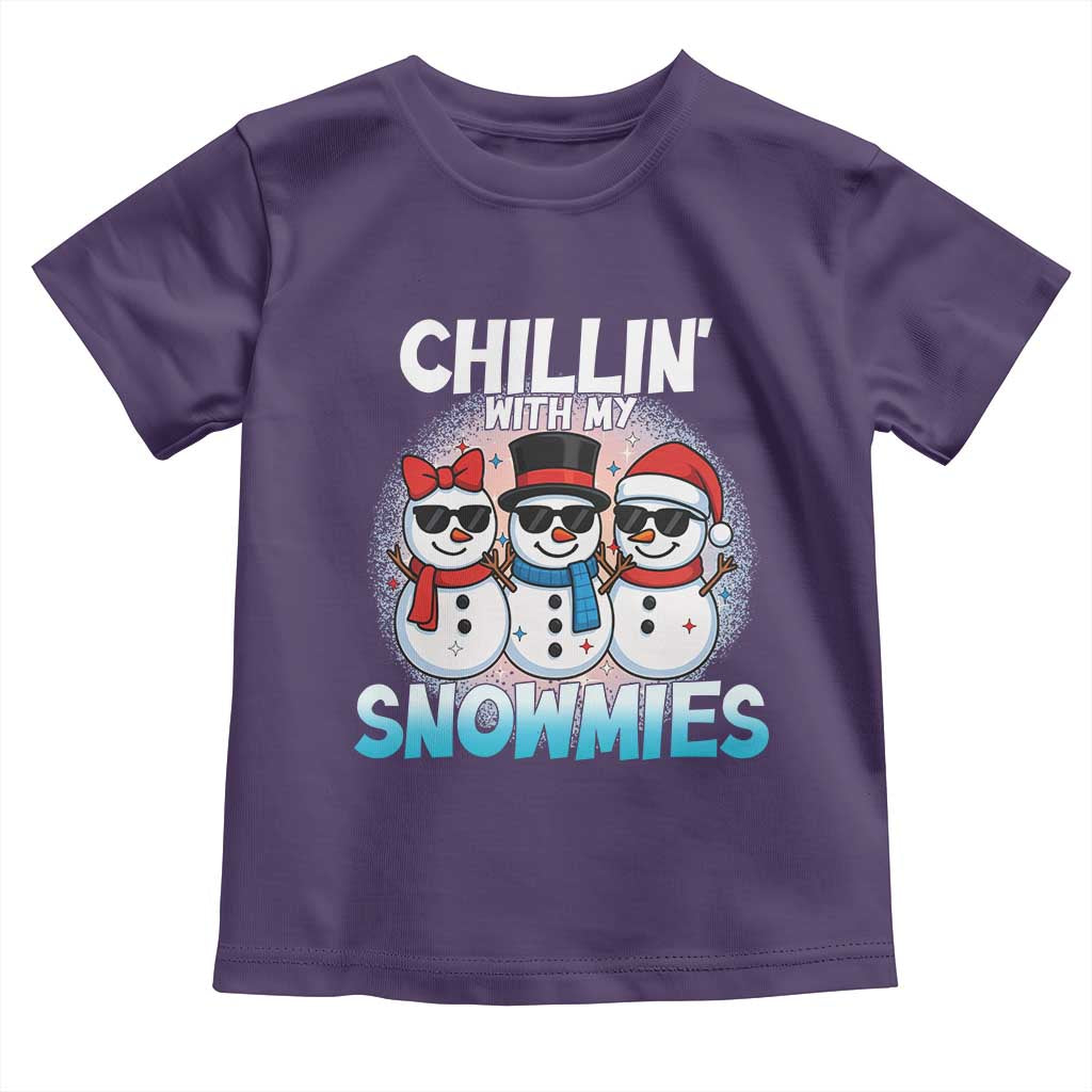 Christmas Snowman Toddler T Shirt Chillin With My Snowmies Christmas Snowman TS12 Purple Print Your Wear