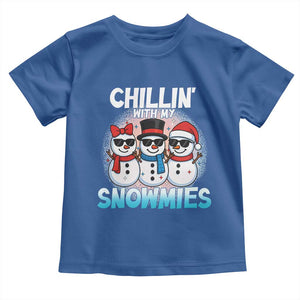 Christmas Snowman Toddler T Shirt Chillin With My Snowmies Christmas Snowman TS12 Royal Blue Print Your Wear